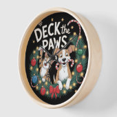Deck the Paws - Christmas おもしろい Pet Mischief 壁時計 (傾斜)