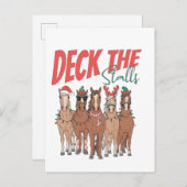 Deck the Stalls Funny Christmas Horse Lovers 案内ポストカード (正面/裏面)