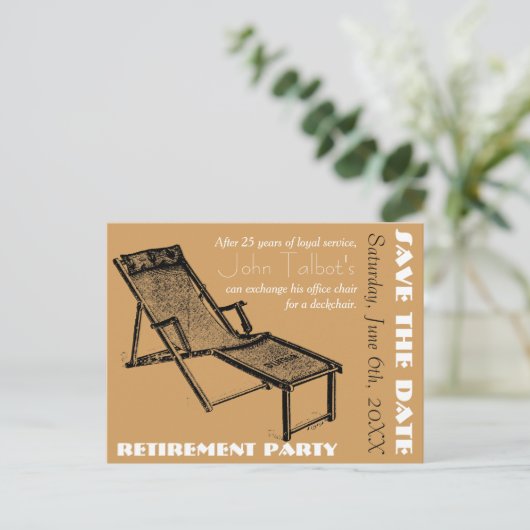 Deckchair退職パーティー日付はがきを保存 案内ポストカード (スタンド正面)