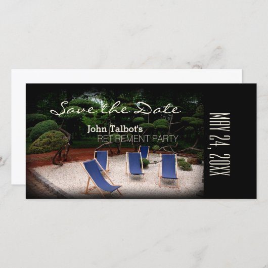 Deckchairsのパーソナライズな退職の保存日付 セーブザデート (正面/裏面)