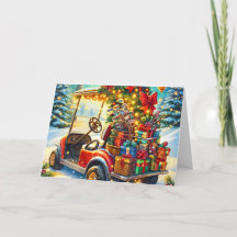 Decked Out Christmas Golf Cart Holiday Card