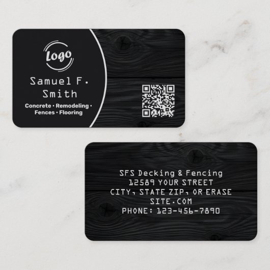 Decking and Fencing Custom QR 名刺 (正面/裏面)