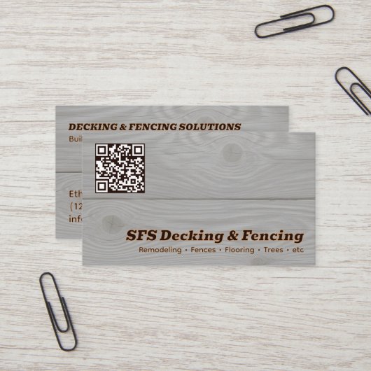 Decking & Fencing Business QR Vcard 名刺 (正面/裏面インサイチュ)
