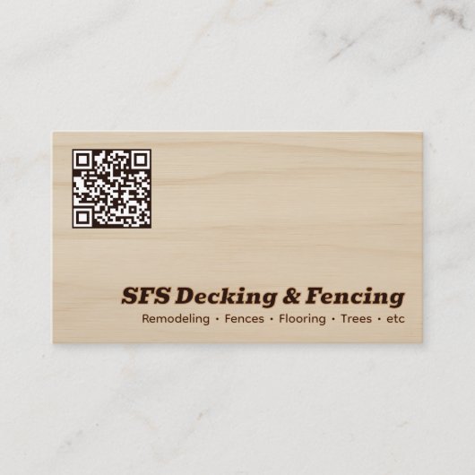 Decking & Fencing Business QR Vcard 名刺 (正面)