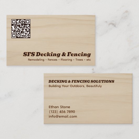 Decking & Fencing Business QR Vcard 名刺 (正面/裏面)