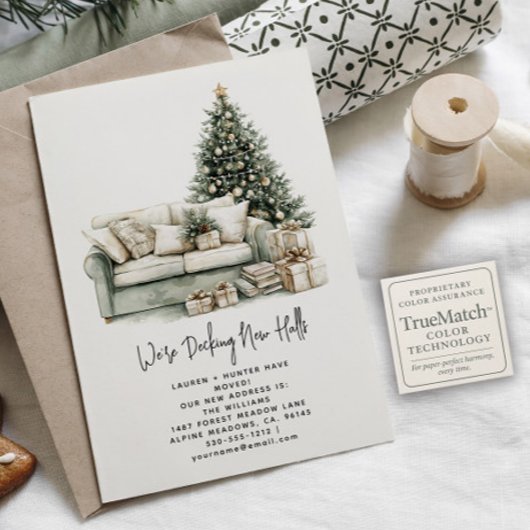 Decking New Halls Elegant Sage Green Holiday 案内ポストカード