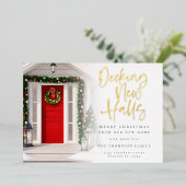 Decking New Holesクリスマスフォトオーバーレイラグジュアリー 箔シーズンカード (立ち正面)