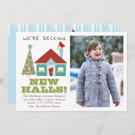 Decking New Holesクリスマスフォトホリデームービング 案内状 (正面/裏面)