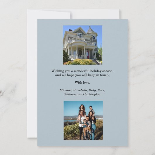 Decking New Holesブルードアクリスマスフォトムービング 案内状 (裏面)