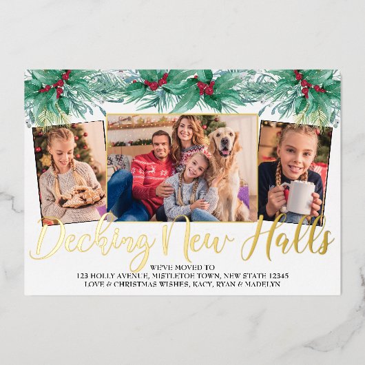 Decking New Holes HollyとMistletoe 3の写真 箔シーズンカード (正面)
