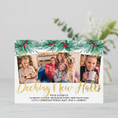 Decking New Holes HollyとMistletoe 3の写真 箔シーズンカード (立ち正面)