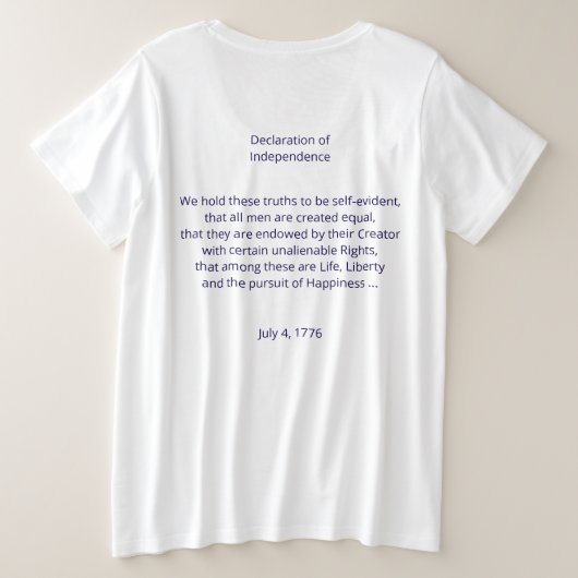 Declaration of Independence on Back July 4th 1776 プラスサイズTシャツ (デザイン裏面)