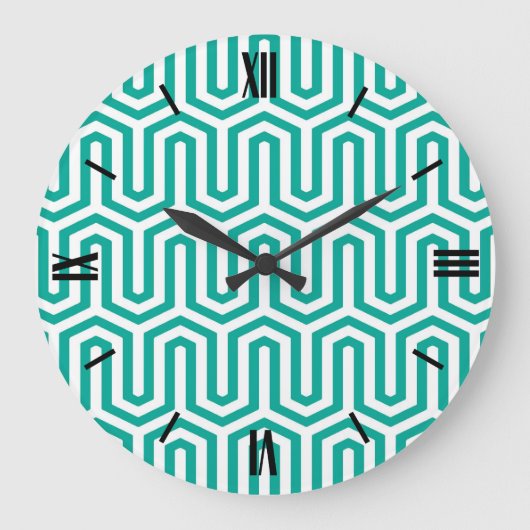 Decoのエジプトのモチーフ-ターコイズおよび白 ラージ壁時計 (正面)