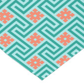 Decoのギリシャ人の鍵、ターコイズ、水および珊瑚 ショートテーブルランナー (コーナー)