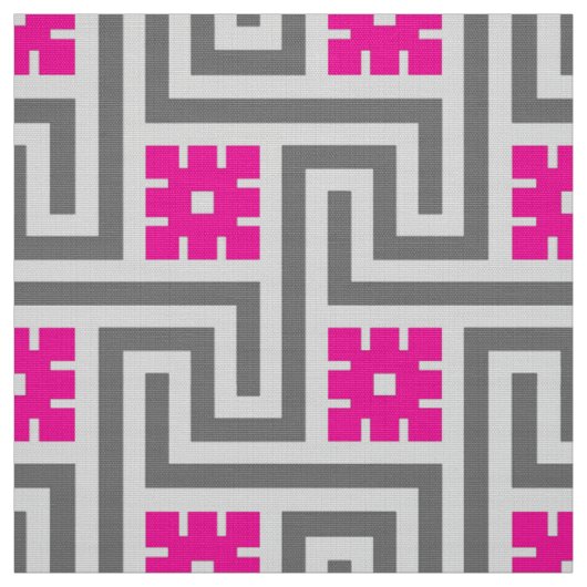 Decoのギリシャ人の鍵、灰色/灰色および明るい赤紫色のピンク ファブリック (見本)