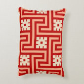 Decoのギリシャ人の鍵、珊瑚のオレンジおよびベージュ アクセントクッション (裏面(縦))