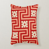 Decoのギリシャ人の鍵、珊瑚のオレンジおよびベージュ アクセントクッション (正面(垂直))