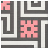 Decoのギリシャ人の鍵、黒、白および珊瑚のピンク ファブリック (クローズアップ)