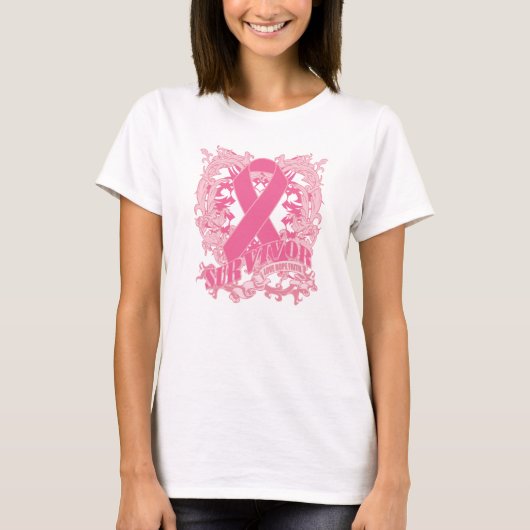 Decoのピンクのリボン-乳癌の生存者 Tシャツ (正面)