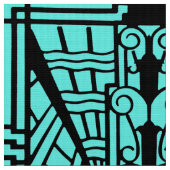 Decoの建築パターン、ターコイズおよび黒 ファブリック (クローズアップ)