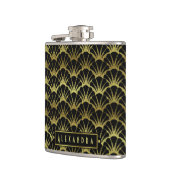 Decoの黒い金ゴールドの帆立貝貝ファンのカスタム フラスク (左)