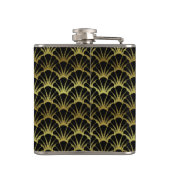 Decoの黒い金ゴールドの帆立貝貝ファンのカスタム フラスク (裏面)