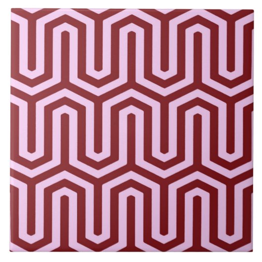 Decoエジプトのモチーフ – バーガンディとピンク タイル (正面)