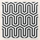 Decoエジプトのモチーフ – 白黒 ガラスコースター (正面)