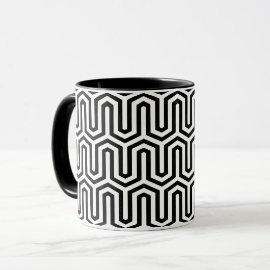 Decoエジプトのモチーフ – 白黒 マグカップ (正面左)