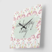 Deco柔らかいVI | Oh幸せな日 スクエア壁時計 (傾斜)