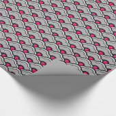 Deco 中国の Scallops、グレー/グレー、ブラックとピンク ラッピングペーパー (角)