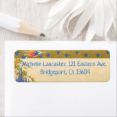 Deco bluebirds flowers差出人住所ラベル ラベル (インサイチュ)