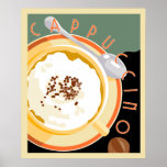 Deco Cappuccino ポスター<br><div class="desc">Retro style art deco poster of a delicious looking cup of cappuccino.</div>