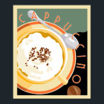 Deco Cappuccino ポスター<br><div class="desc">Retro style art deco poster of a delicious looking cup of cappuccino.</div>