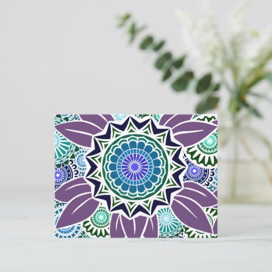 Deco Fandangoの紫と青 ポストカード (スタンド正面)