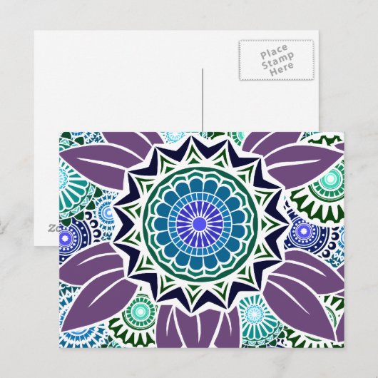 Deco Fandangoの紫と青 ポストカード (正面/裏面)