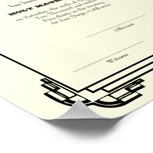 Deco frame keepsake wedding certificate vertical ポスター (角)