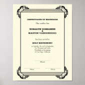Deco frame keepsake wedding certificate vertical ポスター (正面)