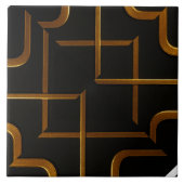 Deco Grid Black Gold Luxury Geometric Bathroom Til タイル (正面)