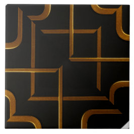 Deco Grid Black Gold Luxury Geometric Bathroom Til タイル