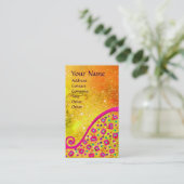 DECO MONOGRAM、イエローピンク明るい赤紫色ブルースパークル 名刺 (スタンド正面)