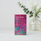 DECO MONOGRAM 、ピンクの明るい赤紫色緑のきらめき 名刺 (スタンド正面)