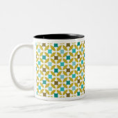 Deco Print Pattern Gold Teal Geometric ツートーンマグカップ (左)