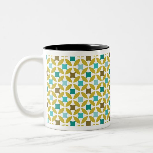 Deco Print Pattern Gold Teal Geometric ツートーンマグカップ (左)