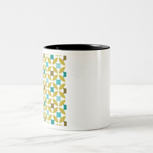Deco Print Pattern Gold Teal Geometric ツートーンマグカップ (中央)