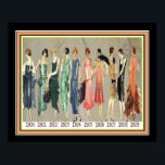 Deco Roaring Twentiesファッションタイムライン16 x 20 ポスター<br><div class="desc">カラフル、アールデコ、タイムラインプリント、Roaring Twentiesファッション用16 x 20</div>