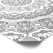 Deco Sunburst Rings Coloring Page Pattern Design ポスター (角)