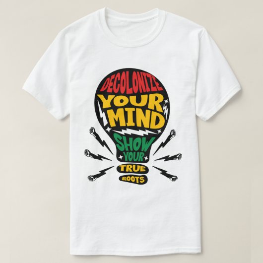 Decolonize Your Mind Afrocentric design Tシャツ (デザイン正面)