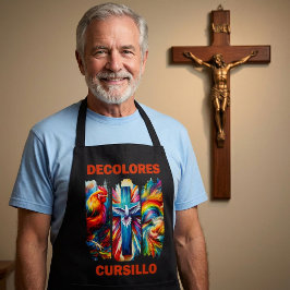 DeColores Cursillo Brush Stroke Rooster Cross Dove エプロン