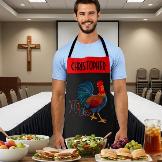 DeColores Cursillo Colorful Rooster Personalized エプロン